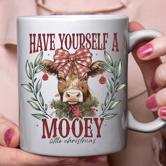 🎄 Highland Cow Christmas Mug – Have Yourself a Mooey Little Christmas 11oz - Picture 3 of 4